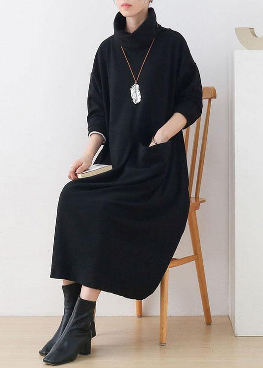 Art Grey Pockets Patchwork Fall Long Sleeve Robe Dresses - SooLinen