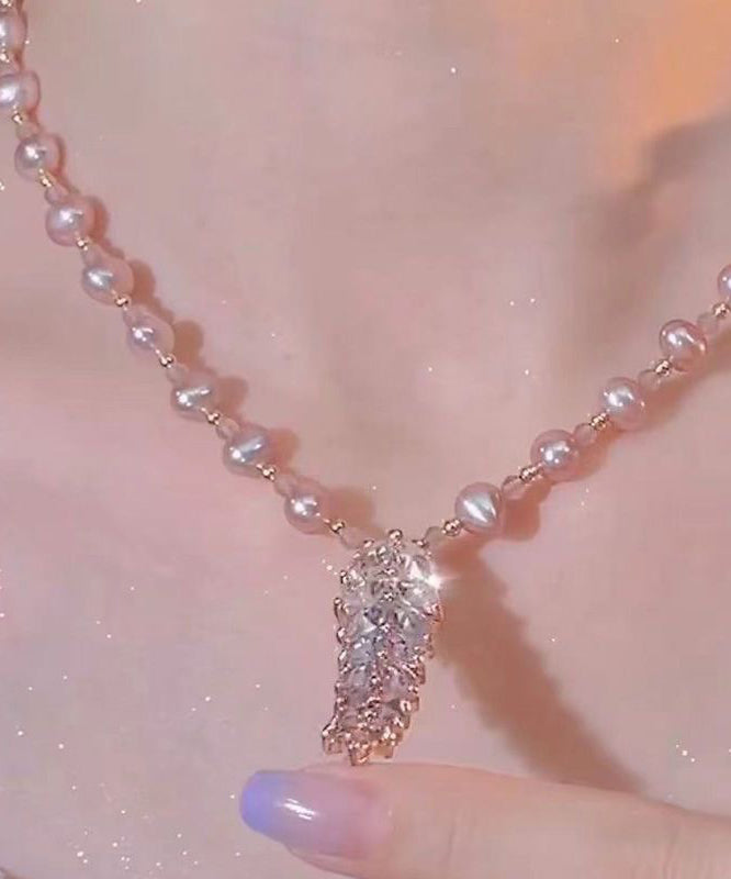 Collar con colgante de borla de espiga de trigo y perla de aleación de lavanda