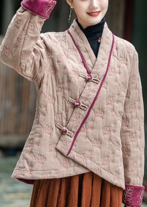 Kunst Hellgrün Bestickt Orientalischen Knopf Feine Baumwolle Gefüllte Mäntel Winter