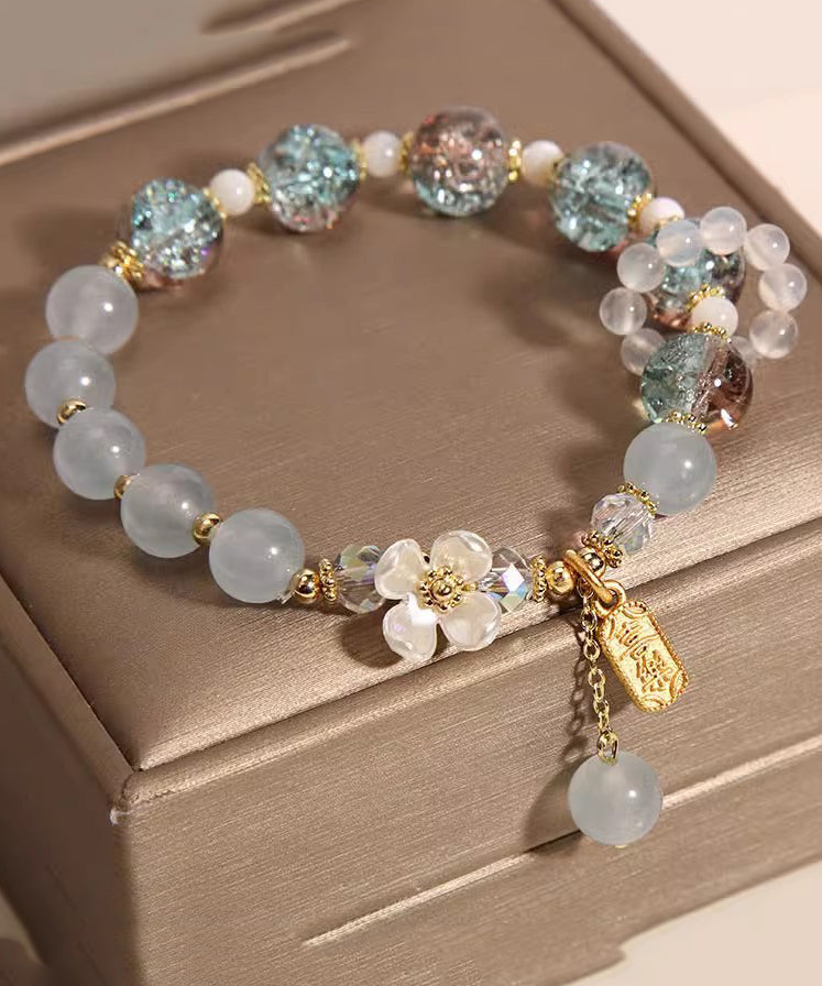 Art Light Lila Kristall Chalcedon Blumen Quaste Charm Armband