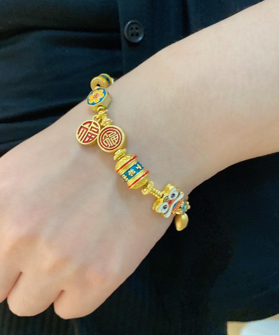 Art Multicolor Sterling Silber Overgilt Cloisonné Emaille Charm Armband