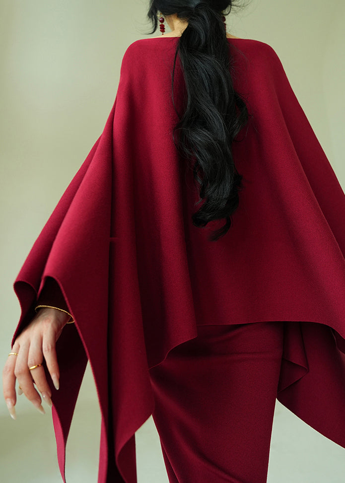 Art Red O-Neck Coat And Spaghetti Strap Dress Knit Two Piece Set Spring