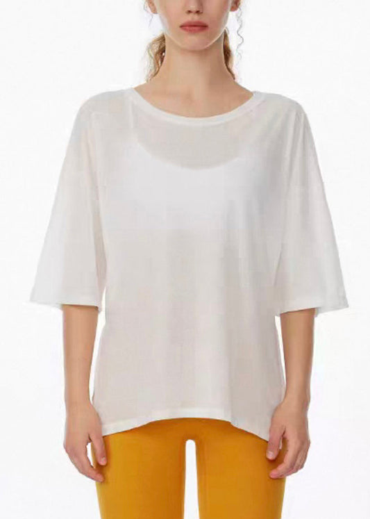 Art White O-Neck Summer Solid Yoga Tank Tops