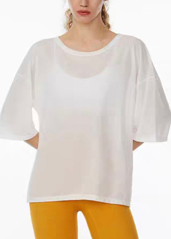 Art White O-Neck Summer Solid Yoga Tank Tops