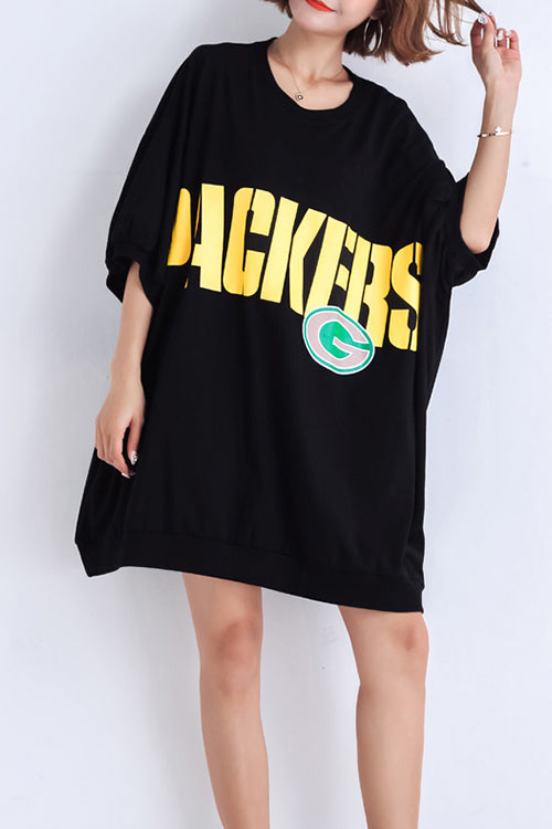 Art schwarze Baumwollbluse 2019 Outfits O-Ausschnitt Fledermausärmel Midi Sommertop