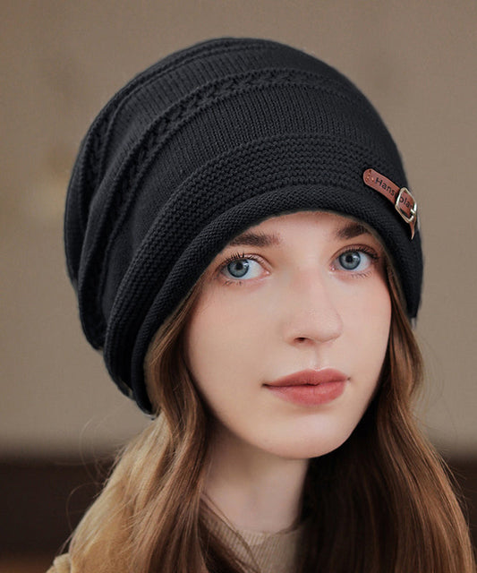 Autumn Winter Khaki Versatile Knit Bonnie Hat