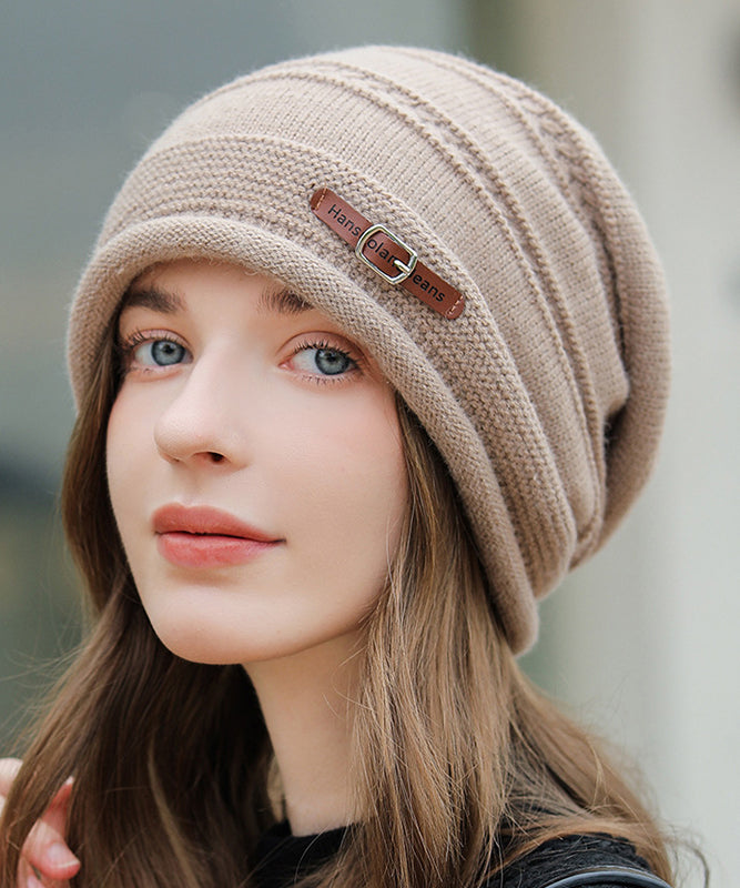 Gorro Bonnie de punto versátil color caqui para otoño e invierno