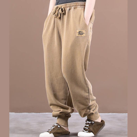 Autumn new style Korean trousers with lace-up threaded mouth khaki ming casual pants - SooLinen