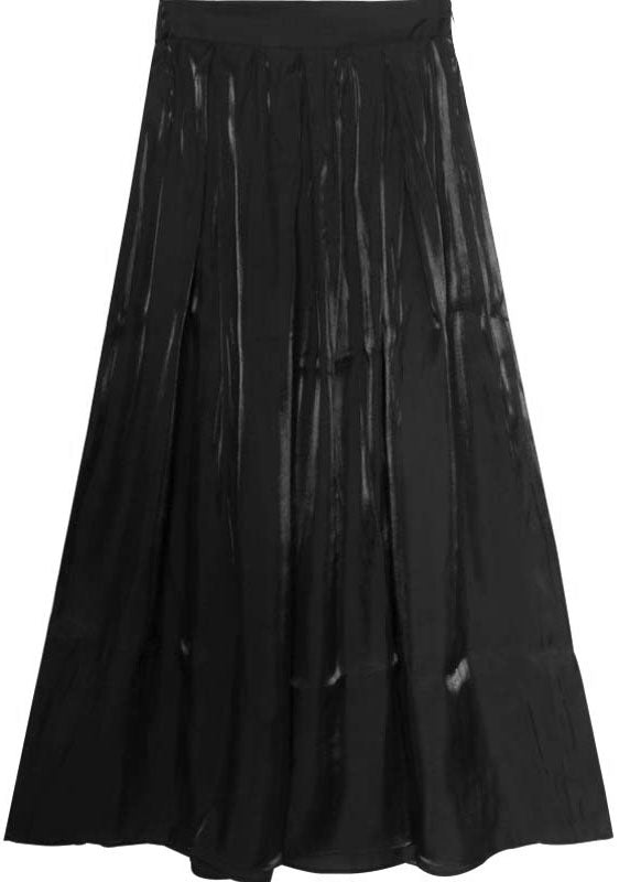 Beautiful Black Loose High Waist Wrinkled Summer Wide Leg Pants