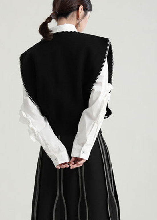 Schöne Schwarze O-Neck Strick Strand Weste Frühling