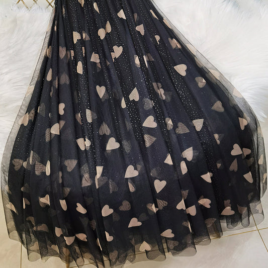 Beautiful Black Print tulle Sequins A Line Skirts Summer