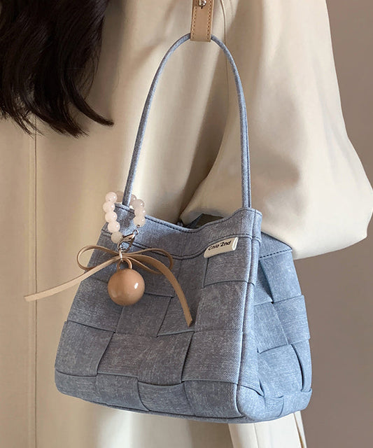 Beautiful Blue Denim Woven Bucket Bag