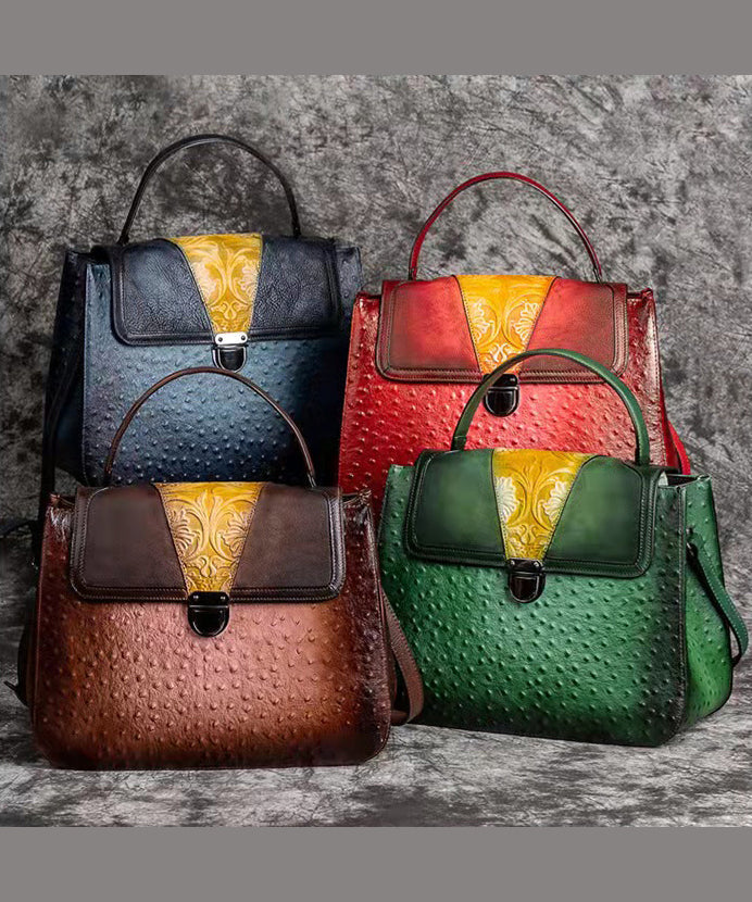 Schöne braune Umhängetasche aus Kalbsleder mit Paitings-Motiven