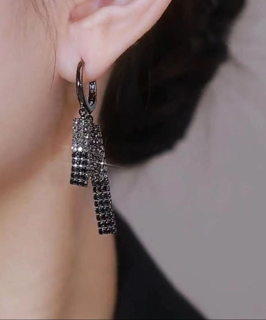 Hermosos aretes colgantes de cristal de circonita y oro de 14 quilates con sobredorado de cobre dorado