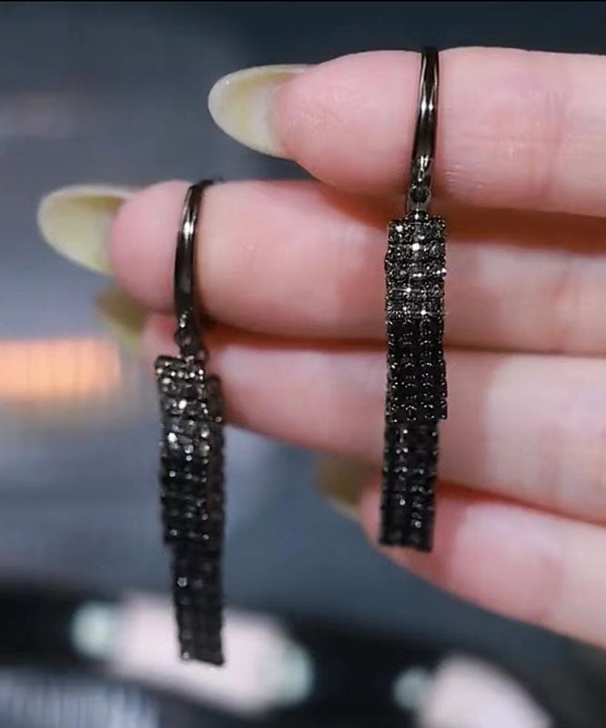 Hermosos aretes colgantes de cristal de circonita y oro de 14 quilates con sobredorado de cobre dorado