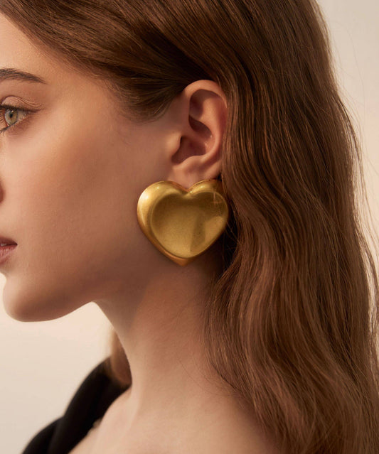 Beautiful Gold Love Oversize Alloy Stud Earrings