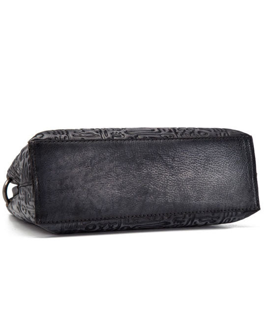 Beautiful Grey Oracle bone pattern Paitings Leather Satchel Handbag