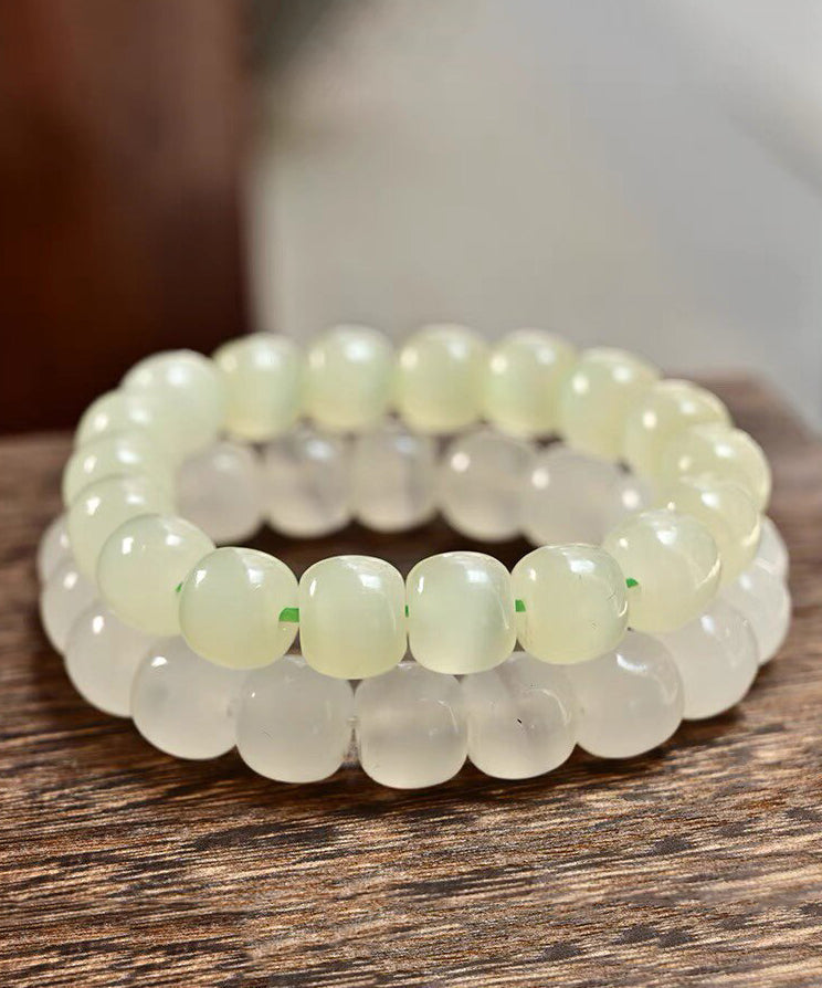 Beautiful Jade Bead Translucent With A Hint Of Cat's Eye Bracelet