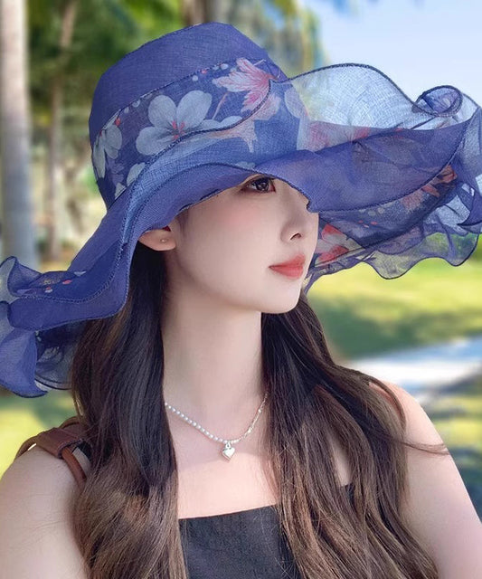 Beautiful Light Pink Ruffled Print Floppy Sun Hat