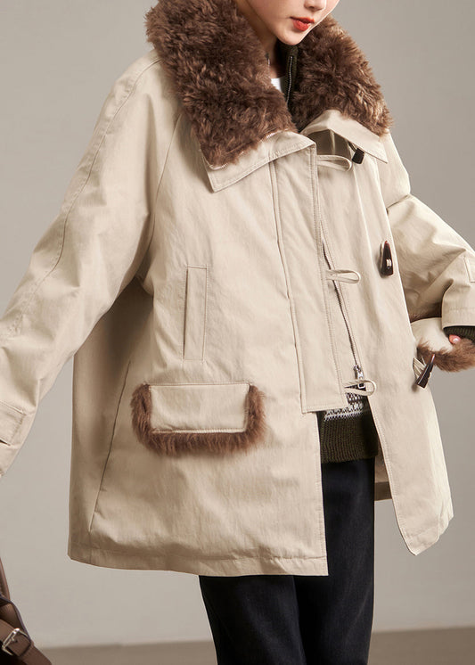 Beautiful Navy Peter Pan Collar Fur Collar Duck Down Puffer Coat Winter