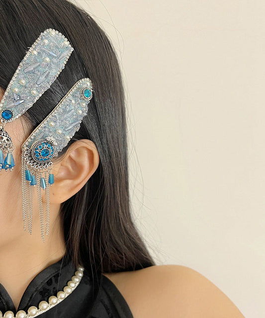 Beautiful Peacock Blue Tasseled Women Hairpin