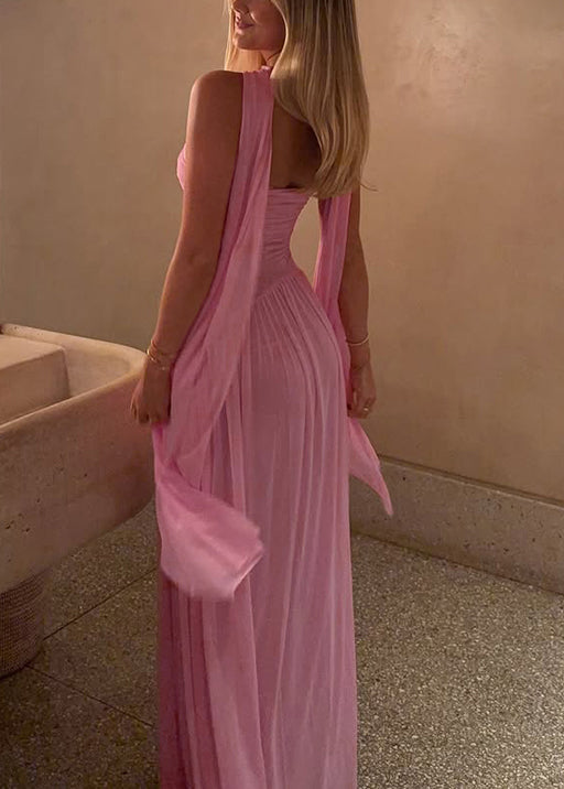 Beautiful Pink Bustier Top Tulle Strapless Evening Dress Summer