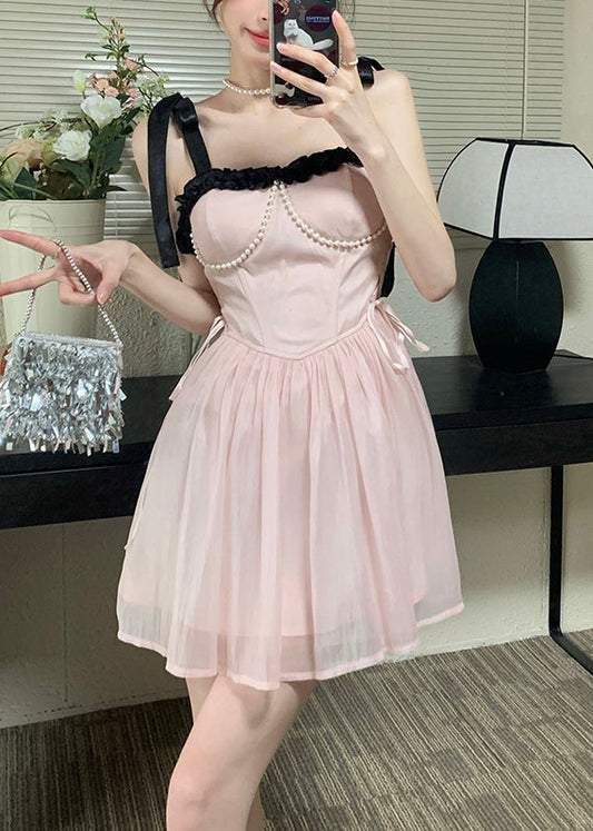 Beautiful Pink Patchwork Chiffon Princess Dress Summer