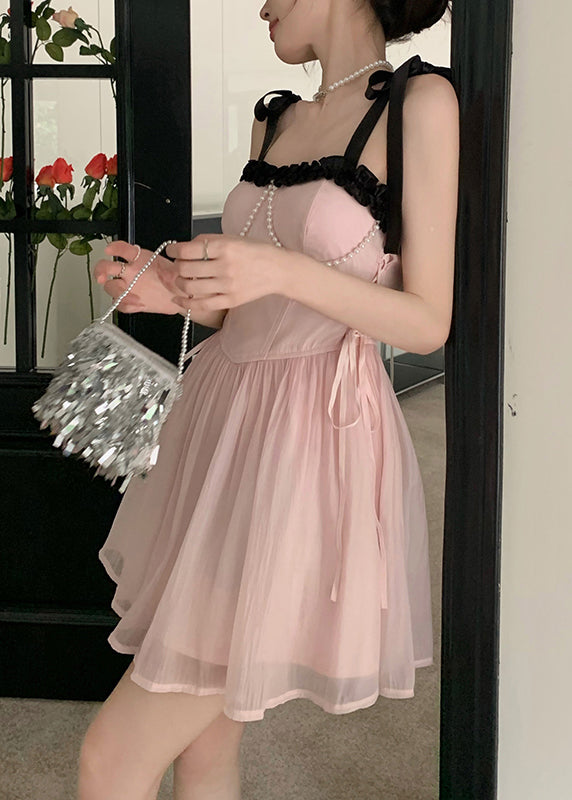 Beautiful Pink Patchwork Chiffon Princess Dress Summer