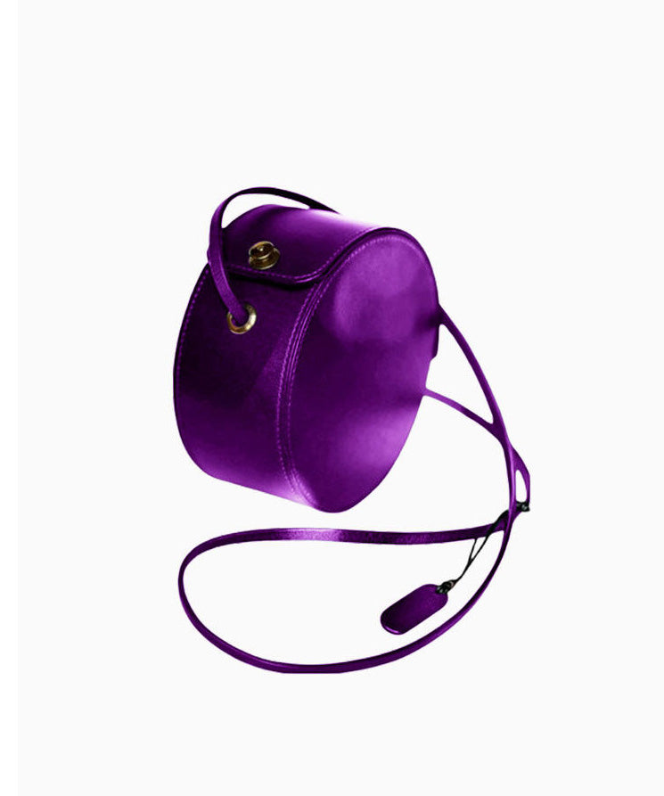 Beautiful Purple Calf Leather Round Bag