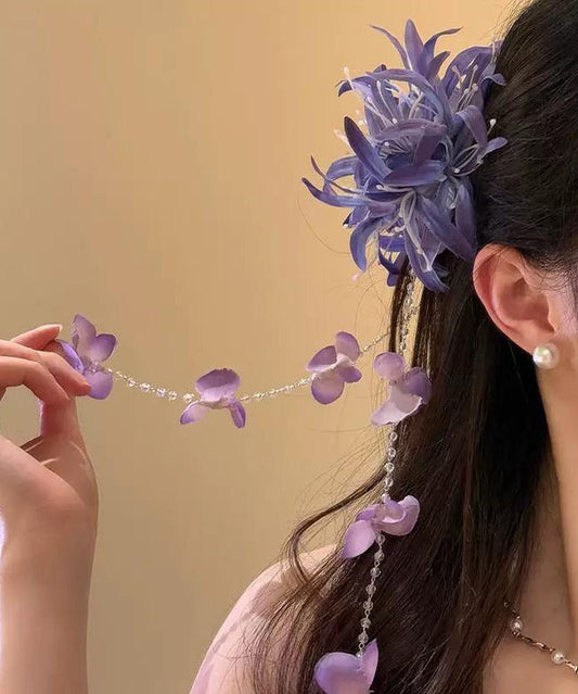 Beautiful Red Acrylic Pearl Floral Tassel Hairpin