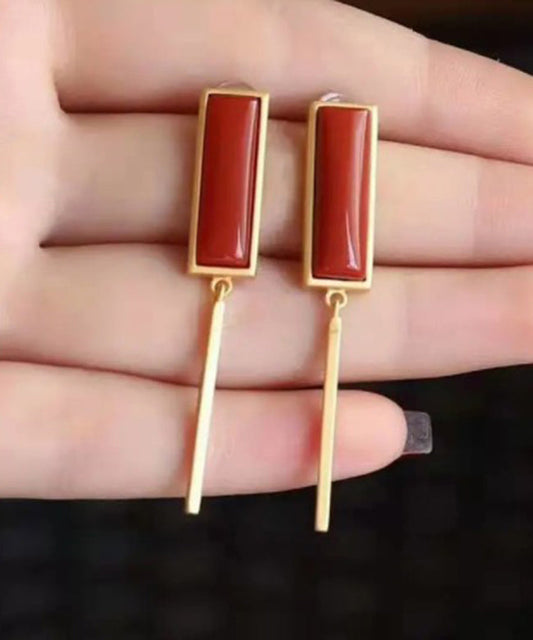 Wunderschöne rote Achat-Silber-Tropfenohrringe