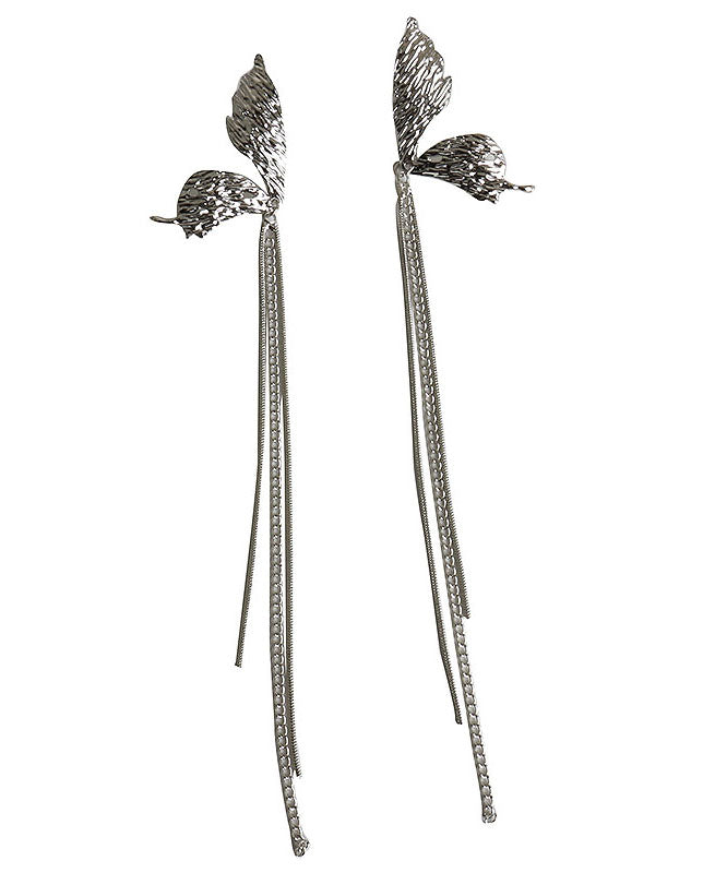 Wunderschöne Ohrringe mit Schmetterlingsquaste aus Seide und Kupferlegierung