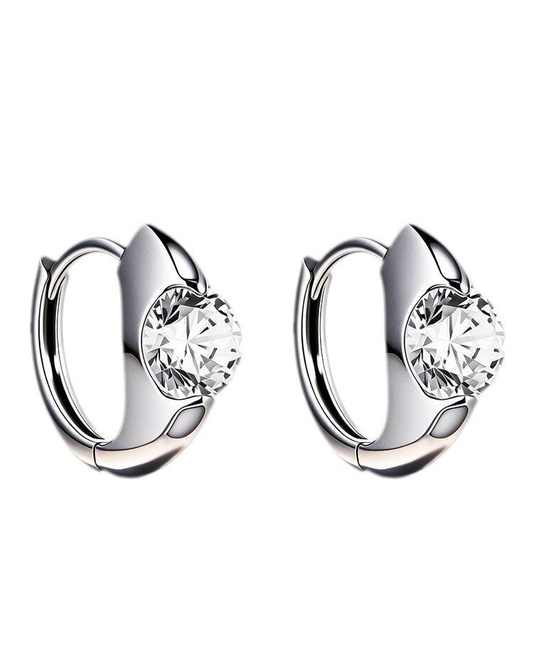 Beautiful Silk Copper Alloy Zircon Hoop Earrings