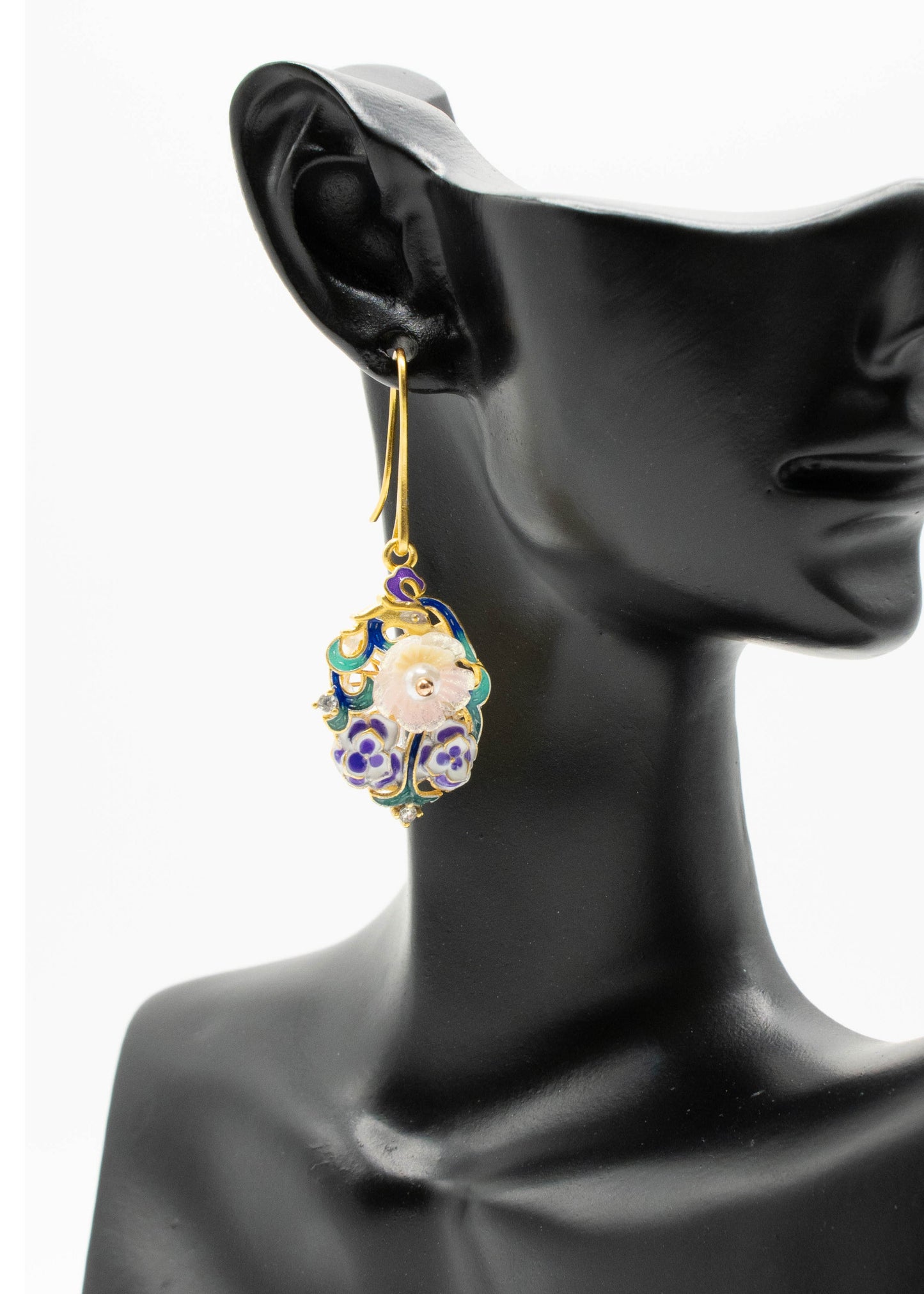 Beautiful Use Enamel Techniques Metal Drop Earrings