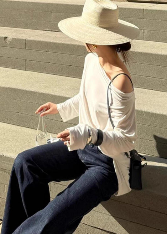 Beautiful White Backless Patchwork Tulle Shirt Top Summer