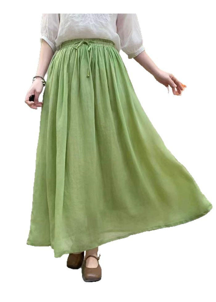 Beautiful White Elastic Waist Wrinkled Linen Skirts Summer