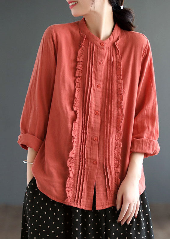 Schöne Weiße Stehkragen Rüschen Patchwork Baumwolle Bluse Tops Frühling