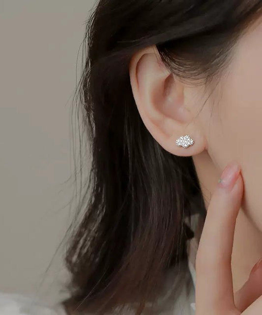 Beautiful White Sterling Silver Zircon Clouds Stud Earrings