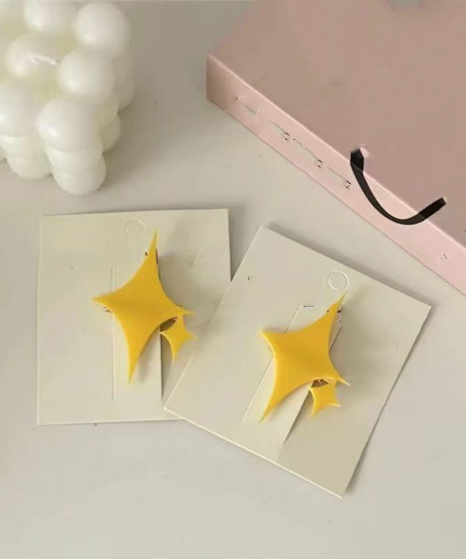 Beautiful Yellow Acrylic Shining Stars A Pair Hairpin