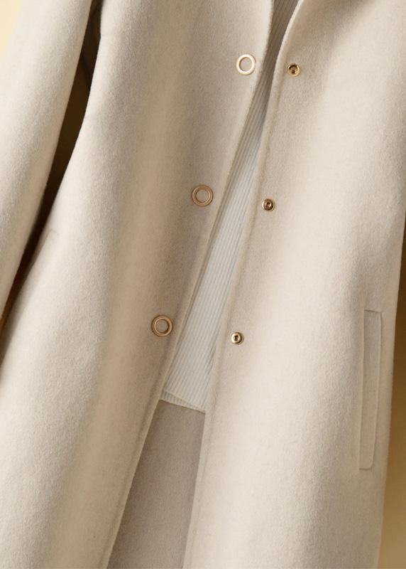 Beautiful beige Fashion tunic pattern design Peter pan Collar Woolen Coats - SooLinen