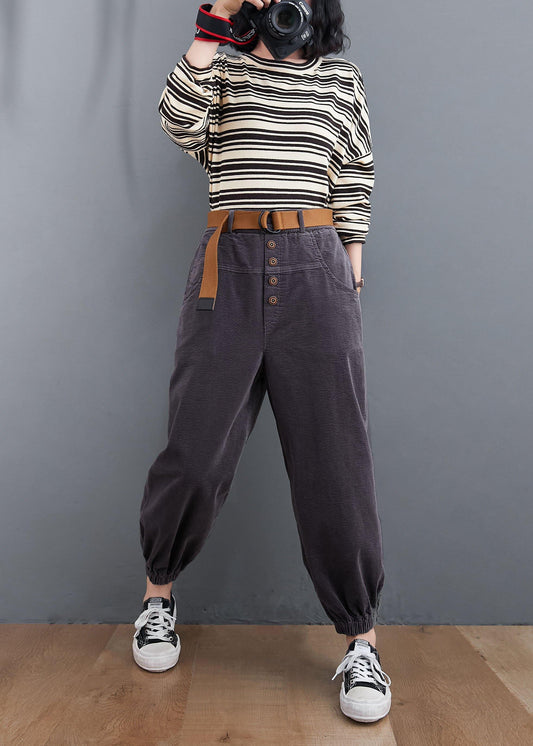 Beautiful gray pants oversize pockets thick Tutorials pants - SooLinen