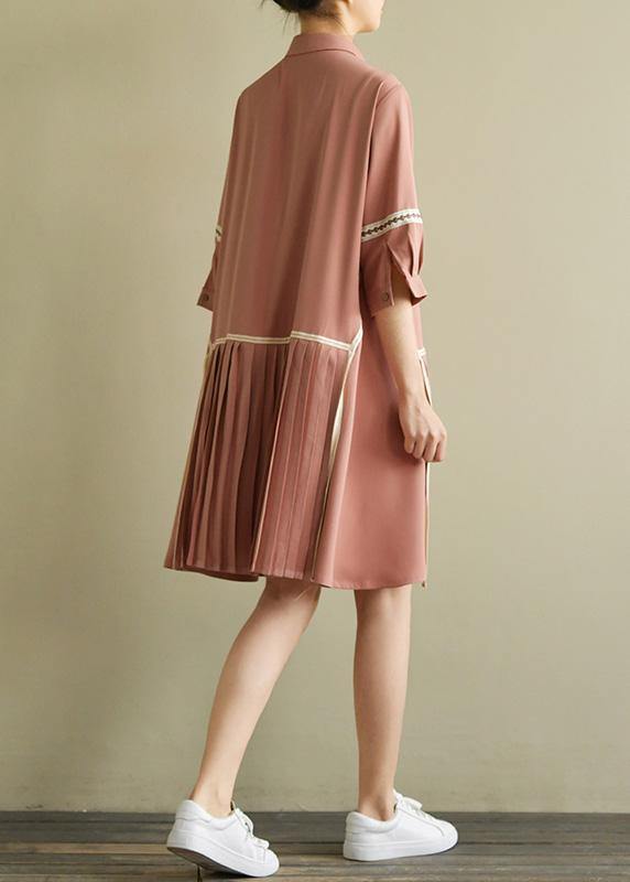 Beautiful lapel Cinched chiffon Indian Wardrobes pink tops Summer - SooLinen
