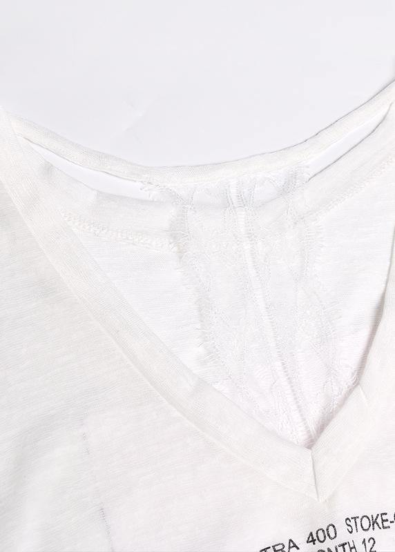 Beautiful patchwork lace cotton prints summerclothes Work Outfits white shirt - SooLinen