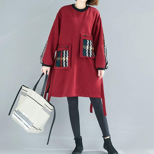 Beautiful Black Cotton Clothes Women Patchwork Oversized Side Open Dress - SooLinen