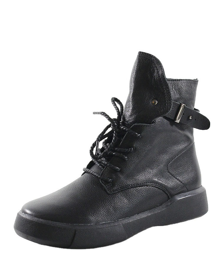 Schwarze Stiefel aus Rindsleder, Boutique-Nieten, Schnürstiefel von Shelsea