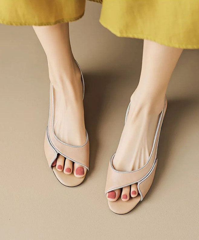 Black Hollow Out Sandals Chunky Suede Splicing Peep Toe