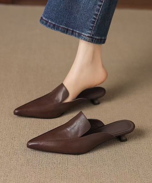 Black Kitten Sheepskin Boho Pointed Toe Flip Flops