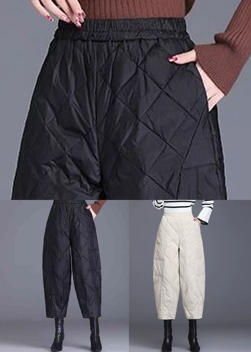 Pantalones cortos negros a cuadros con relleno de algodón fino y cintura elástica