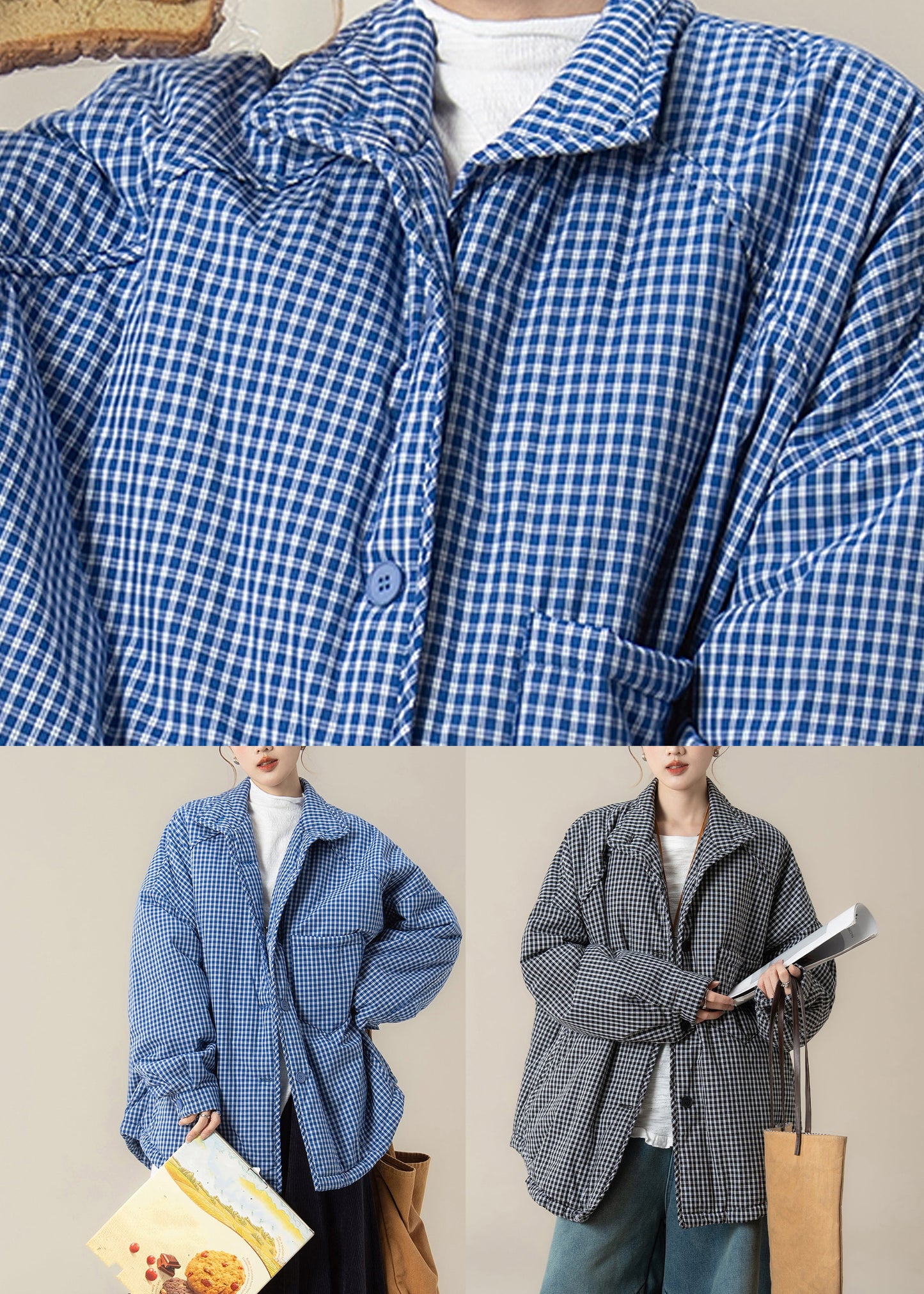 Parkas cálidas con botones y bolsillos negros con manga farol