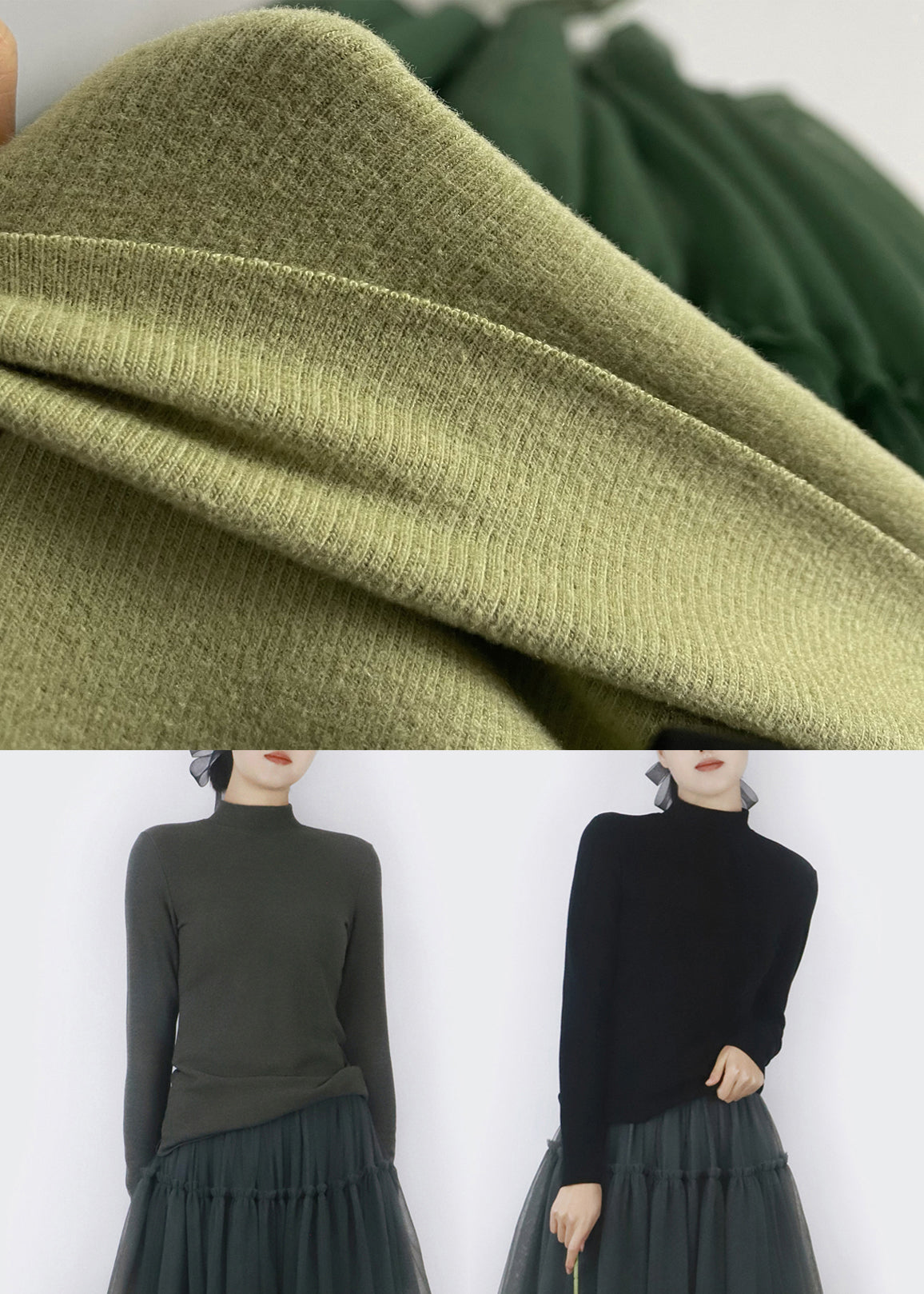 Black Warm Solid Winter T Shirts Turtleneck